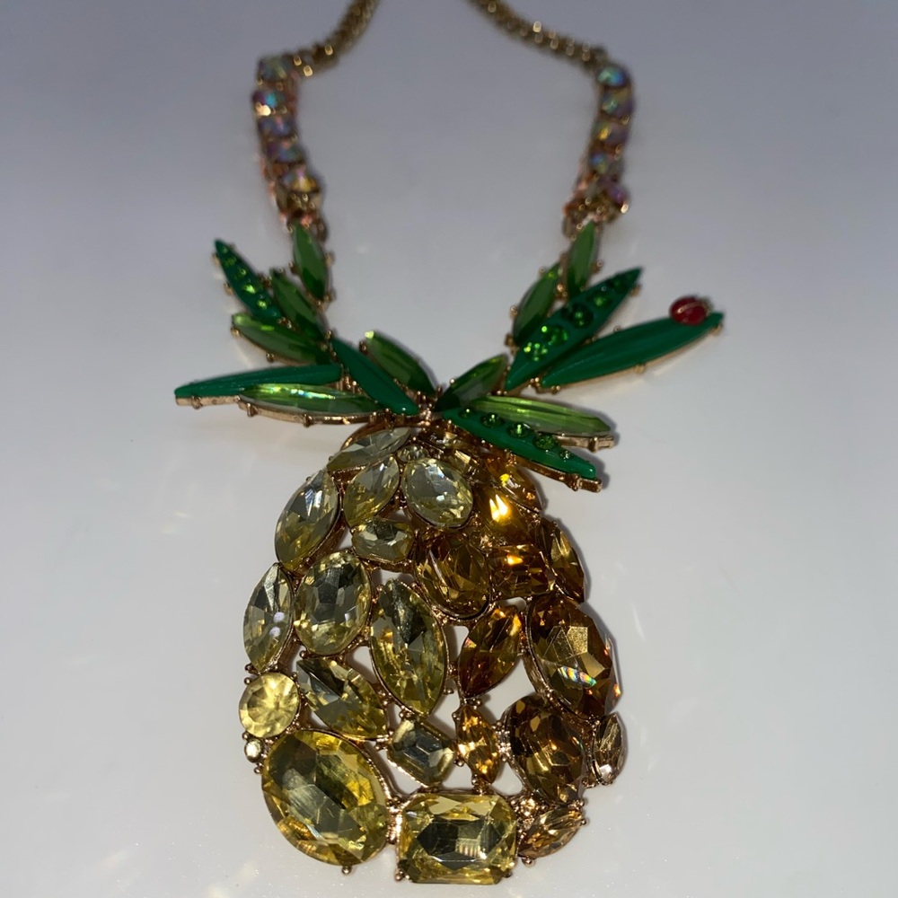 Betsey Johnson Rhinestone Pineapple Necklace - Picture 2 of 6